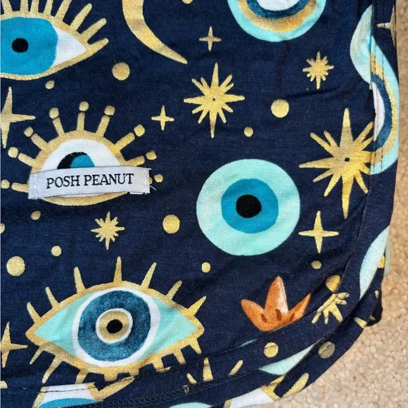 Posh Peanut Fiona Evil Eye Print Reversible Patoo Blanket - 40”x40” - Picture 2 of 7
